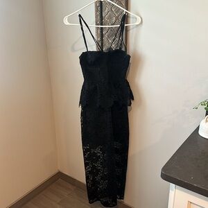 LPA Madonna Lace Corset Midi Dress in Black. XS